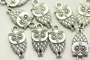 Owl, 18x9x3mm, Antique Silver Plated Metal Alloy, approx. 20 PCS