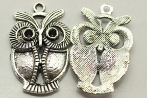 Owl, 34x22x3mm, Antique Silver Plated Metal Alloy, 6 PCS