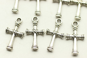 CROSS, Tie Design, Double Sided, 20x11x3mm, Antique Silver Plated (metal alloy), approx 28 per bag
