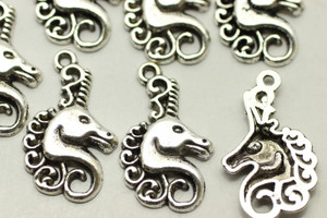 Unicorn, 27x15x3mm, Antique Silver Plated Metal Alloy, approx. 16 PCS