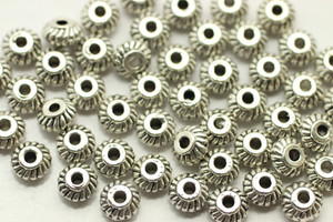 SPACER, 6x3.5mm, Antique Silver Plated (Metal Alloy), approx 66 per bag