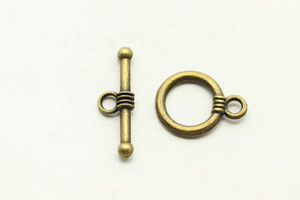Toggle, 15x12x1.5mm, bar is 20x5mm at loop, Antique Bronze Plated Metal Alloy, approx. 24 sets