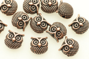 OWL,  Double Sided, 10x11x7mm, Antique Copper Plated (Metal Alloy), approx 11