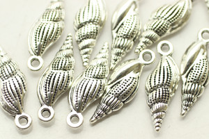 SHELL, Double Sided, 23x7x4mm, Antique Silver Plated (Metal Alloy), approx 18