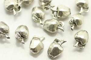 Apple, Double Sided, 10x8mm, Antique Silver Plated (Metal Alloy), approx 19 per bag