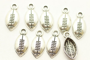 Football, Drop on side, 15x7x3mm, Antique Silver Plated (Metal Alloy), approx 50 per bag