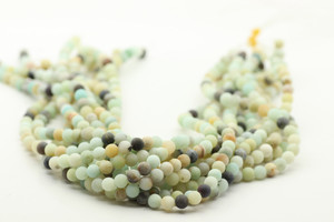 6mm Amazonite, Matte, Blue Mix, Natural, Smooth Round
