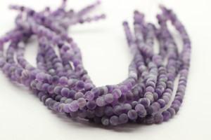 6mm Quartz, Amethyst Dog Tooth (Chevron), Matte, Natural, Smooth Round