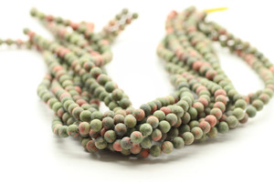 6mm Unakite , Matte, Natural, Smooth Round