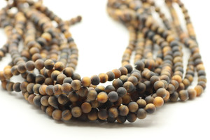 6mm Tiger's Eye, Brown, Matte, Natural, Smooth Round