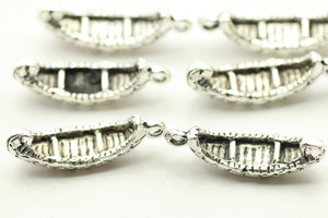 Canoe, Double Sided, 24.4x7x3mm, Antique Silver Plated (Metal Alloy), approx 7 per bag