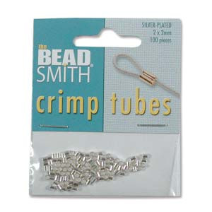 Tube Crimp, 2X2mm, Silver Plated, approx. 100 PCS Tube Crimp, 2X2mm, Silver Plated, approx. 100 PCS