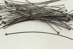 Ball Headpin, 2.75",  22 Gauge,  Black Plated Brass, approx. 30 PCS