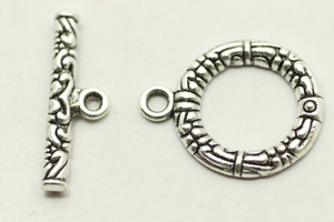 Toggle, 15.5x12x2mm, bar is 20.5mm, Antique Silver Plated Metal Alloy, 10 sets