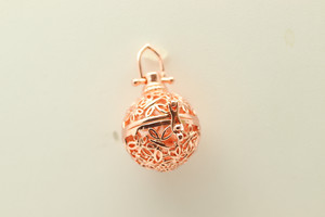 Cage, Globe, Filigree, Rose Gold Plated Metal Alloy, Pendant 28mm