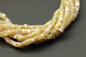 Shell, Mother of Pearl, Yellow, Heishi, 4x2mm, One Strand