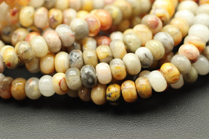 6x4mm, Crazy Lace Agate, Natural, Smooth Rondelle