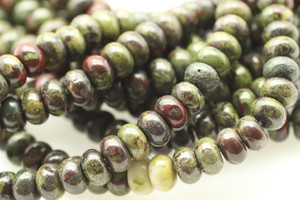 8x5mm, Dragon Blood Jasper, Smooth Rondelle