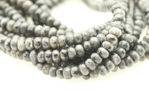 Labradorite, Black (Larvikite), Smooth Rondelle, 6x4mm