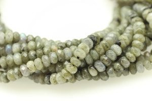 Labradorite, Natural, Faceted Rondelle, 6x4mm, One Strand