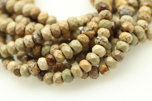 Picture Jasper, Natural, Faceted Rondelle, 6x4mm, One Strand