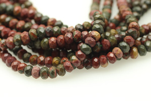 Red Creek, Jasper, Natural, Faceted Rondelle, 6x4mm, One Strand