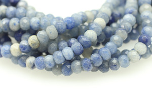 Aventurine, Blue, Quartz, Natural, Faceted Rondelle, 6x4mm, One Strand