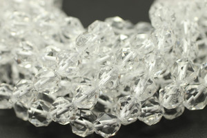 Crystal Quartz, Natural, Faceted Diamond Shape, 8mm, One Strand