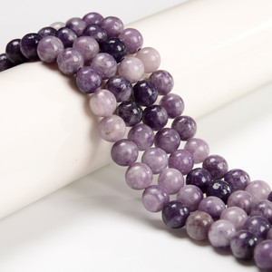 Lepidolite, Natural, Smooth Round, One 8mm Strand