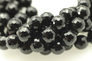 Onyx, Black, Dyed, Faceted Round, 10mm