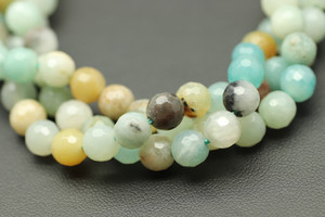 Amazonite, Blue, Mix, Natural, Faceted Round, One 6mm Strand