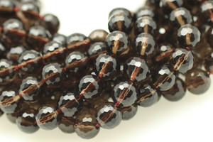 Smoky Quartz, Heated, Faceted Round, 8mm