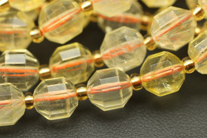 Citrine, Quartz, Heated, Faceted Off Round, 8mm, One Strand