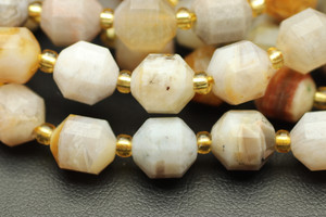 Bamboo Agate, Natural, Faceted Off Round, 8mm, One Strand
