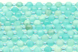 Amazonite, Natural, Faceted Off Round, 6mm, One Strand