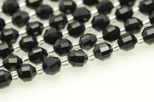 Onyx, Black, Dyed, Faceted Off Round, 6mm, One Strand