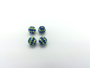 Blue & Green Crystal Balls, 6mm, Hole 1mm, 4 PCS