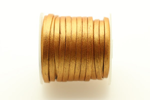 Leather, Gold, Dyed, 3mm Flat, 32 Feet