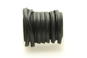 Leather, Black, Dyed, 5mm Stitched, 16 Feet