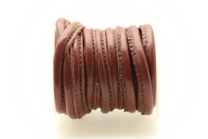Leather, Rust, Dyed, 5mm Stitched, 16 Feet