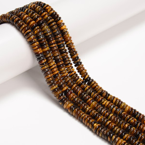 Tiger Eye, Brown, Rondelle Disk, One 6x2mm Strand