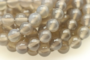 8mm, Grey Agate, Natural, Smooth Round Beads