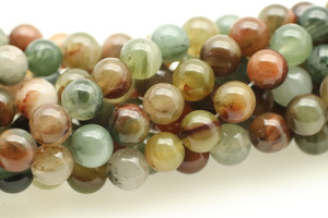8mm Green Line, Quartz, Natural, Smooth Round Beads