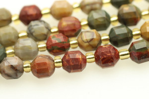 Red Creek, Jasper, Natural, Faceted Off Round, 6mm, One Strand