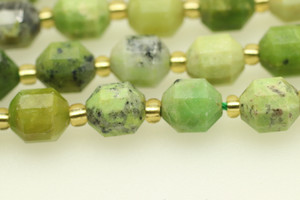 Chrysoprase, Lemon, Natural, Faceted Off Round, 8mm, One Strand