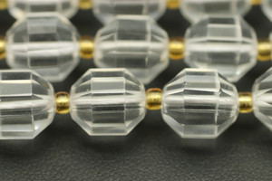 Crystal Quartz, Natural, Faceted Off Round, 10mm, One Strand