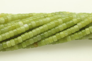 Jade, Nephrite, Green, Natural, Heishi, One 4x2mm Strand