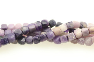 Sugilite, Natural, Faceted Cube, 4mm, One Strand