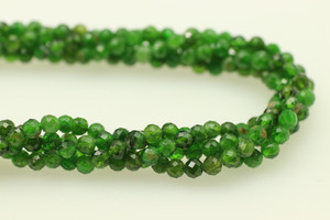 Chrome Diopside, Natural, Faceted Round, 4mm, One Strand