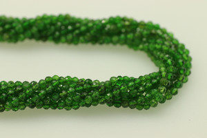 Chrome Diopside, Natural, Faceted Round, 2mm, One Strand